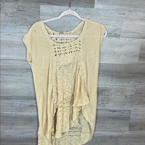 Free People Beige Crochet Detail Top